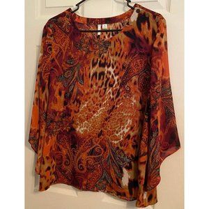 BEAUTIFUL XL BLOUSE WITH SHEER SLEEVES - NEW! NWOT